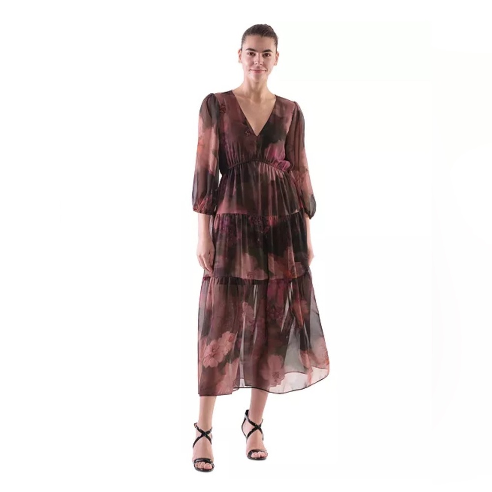 Women's V-Neck Long-Sleeve Maxi Dress NEW WITH TAGS